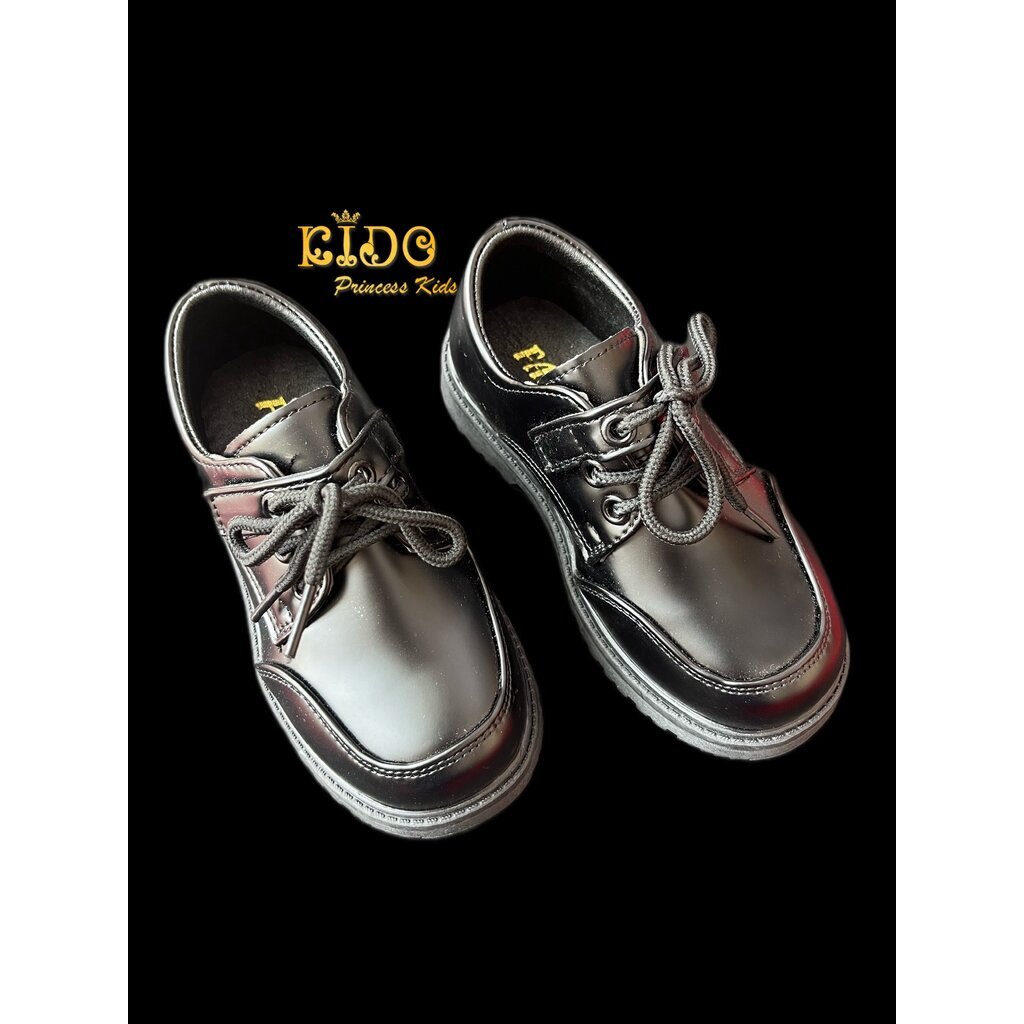 Tรองเท้าเด็กผู้ชาย(หน้าร้านอยู่รัชดา ลองได้)HM155 สีดำ หนังแก้ว ร้อยเชือก