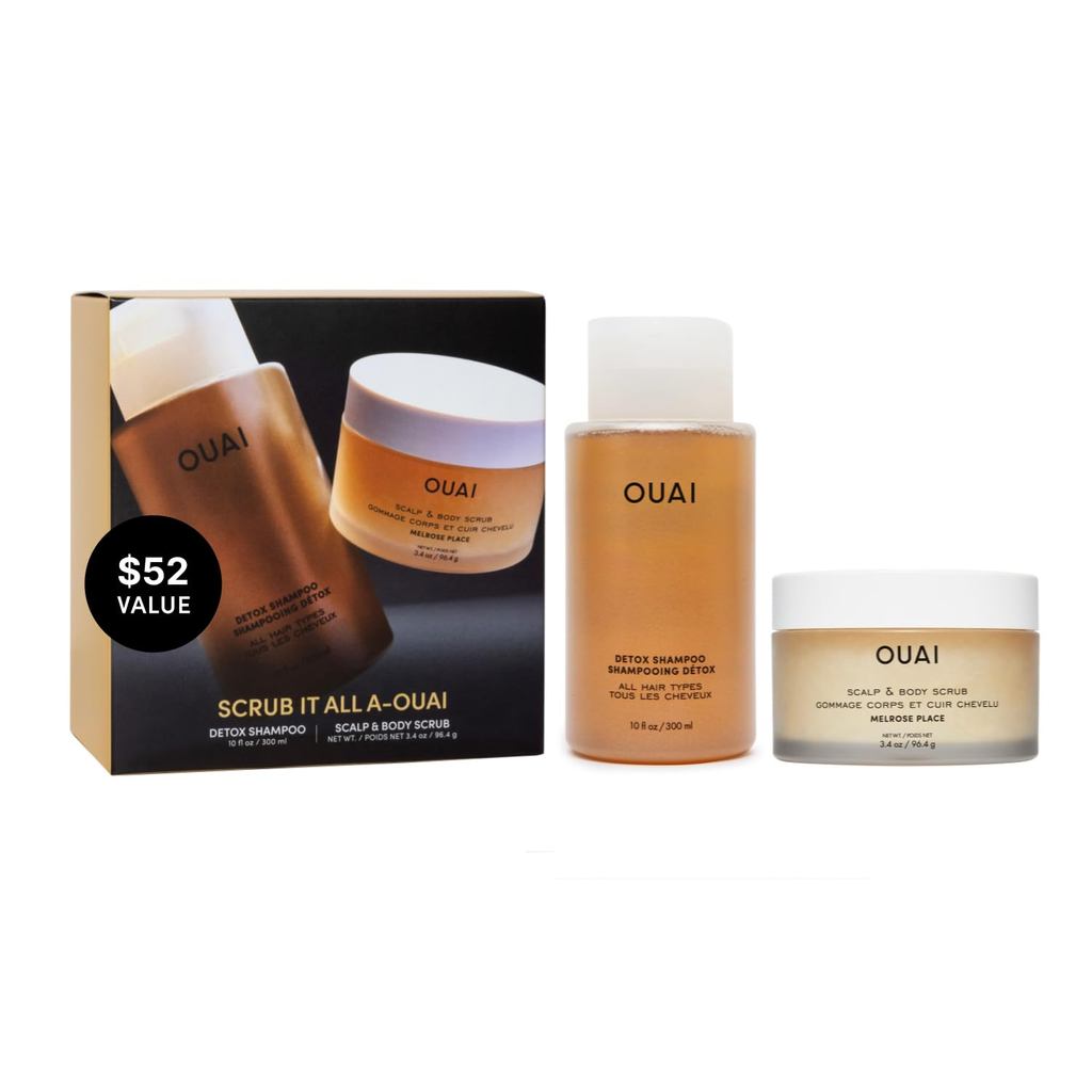 OUAI Hair Care Set - Clarifying Shampoo & Exfoliating Scalp Scrub - Deep & Balancing - Hair Care Kit