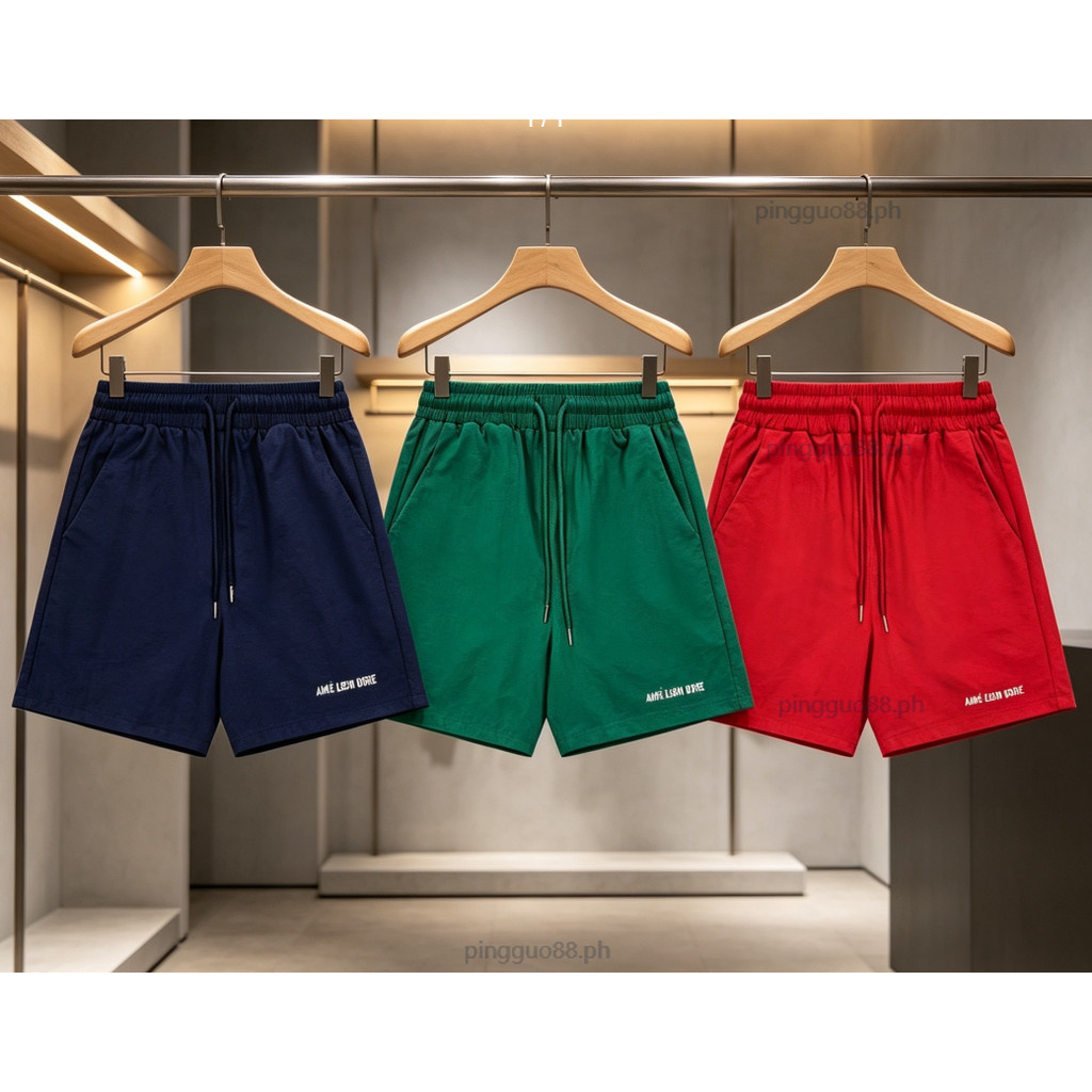 ❤️ สต็อกพร้อม ❤️🆕 High Street Simple Letter พิมพ์ Drawstring กางเกงขาสั้นลําลองหลวม Straight-Cut Athletic กางเกงขาสั้นห้านิ้วสําหรับผู้ชายและผู้หญิง