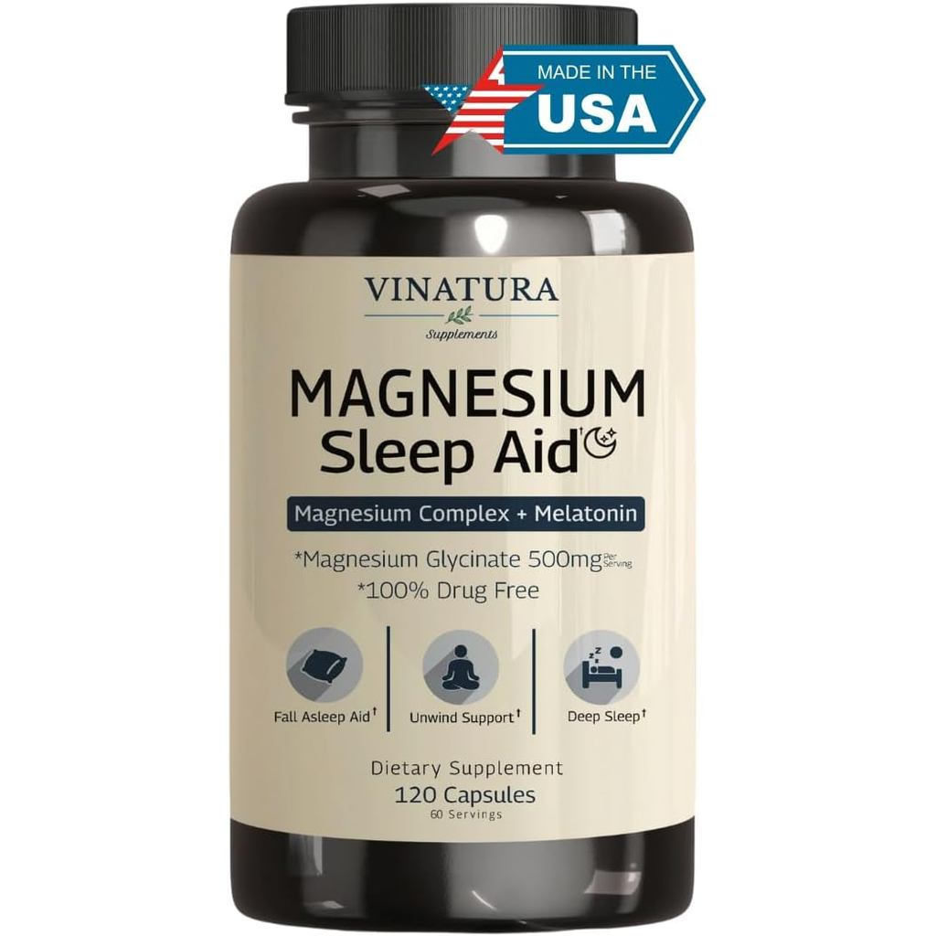 Magnesium Sleep Aid-แมกนีเซียม Glycinate Complex บรรจุ-แมกนีเซียม Glycinate 500mg, L-Tea Amino Acid-