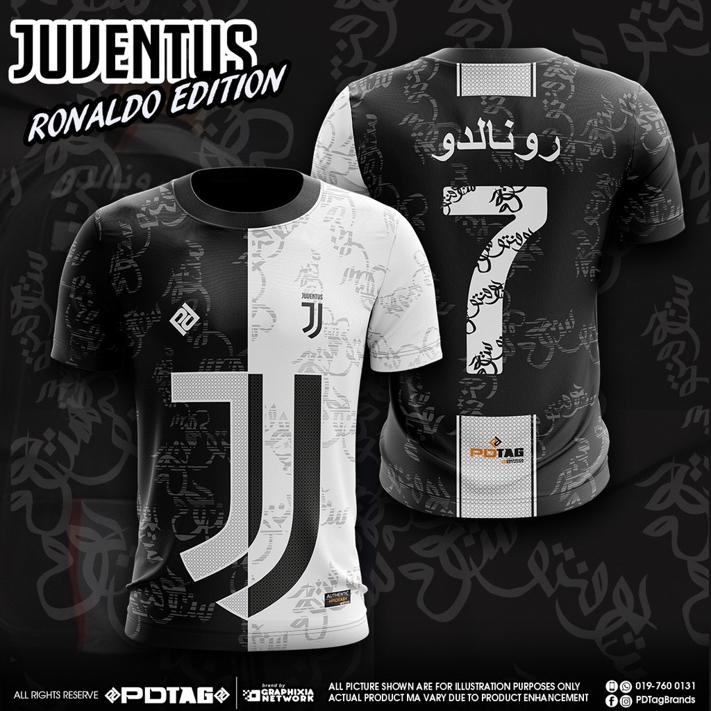 Pdtag Jersey Sublimation Juventus Tshirt Sublimation Jersey Unisex พิมพ์เต็ม