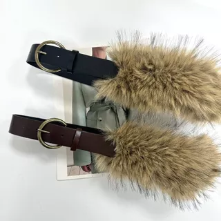CODBLOOMZO Plush Furry Splicing Belt, การออกแบบอินเทรนด์ Y2K เข็มขัดขน Faux, Vintage All-match Punk เข็มขัดเอวผู้หญิงแฟชั่น