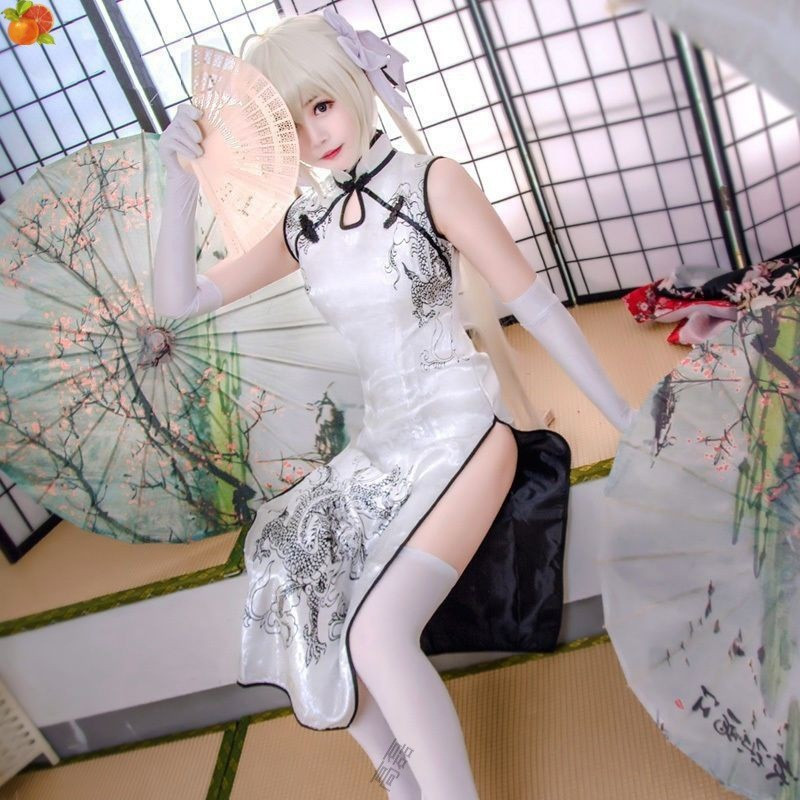 ชุดคอสเพลย์ Kasuga no Dome Cheongsam และวิกผมสำหรับ Yosuga no Sora cosplay เครื่องประดับครบเซ็ต 0OZG