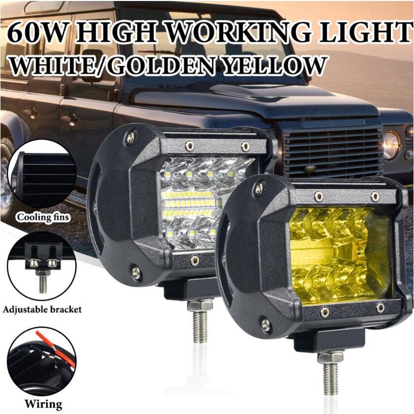 1pcs LED Work Light Bar สีเหลือง 60W LED Bar ไฟหน้า LED Light Bar สําหรับรถบรรทุก ATV Offroad LED Ba