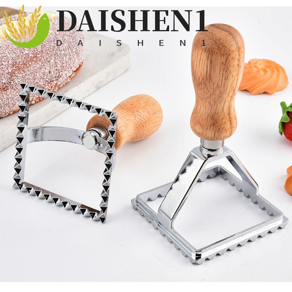 DAIHEN1 แสตมป์คุกกี้, S/L Square/Round/Heart/Star เครื่องตัดคุกกี้, เครื่องครัวด้ามไม้คู่มือสแตนเลสเ