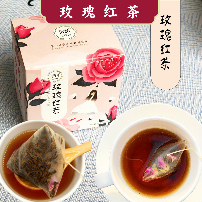 [คลังสินค้าพร้อม] Rose Black Tea Triangle Bag Boil-Free Double-Petaled Red Rose Fragrance Black Tea 