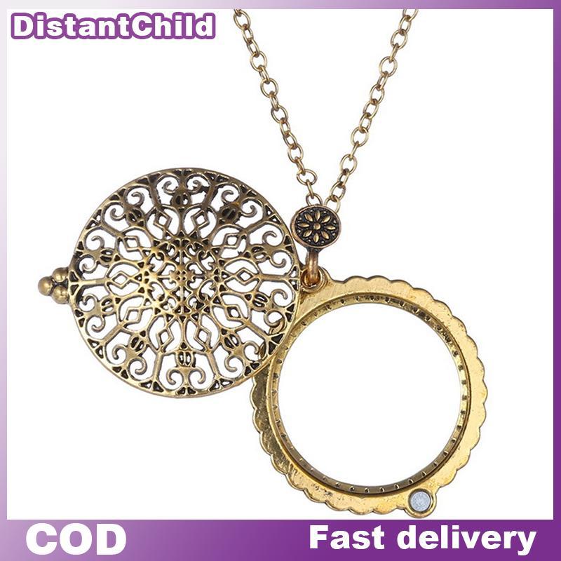 DSTH วินเทจโซ่แว่นขยายร้อนสร้อยคอจี้ยายของขวัญแว่นขยายโลหะ DSS