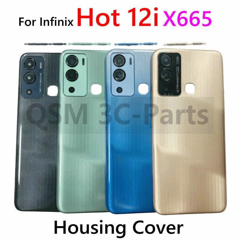 สําหรับ Infinix Hot 12i X665 X665B X665C ด้านหลังประตูด้านหลังกรณีเลนส์กล้องแก้ว
