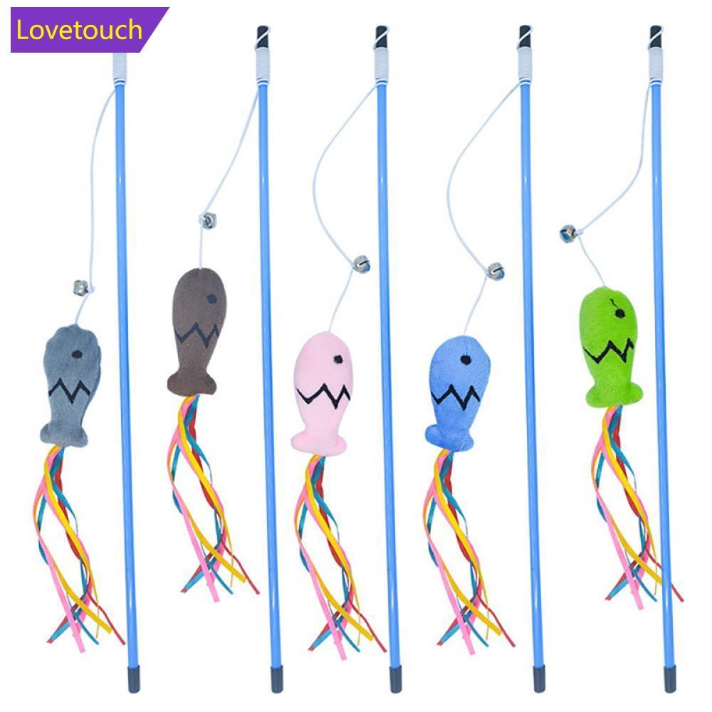 LOVETOUCH ของเล่นแมวตลก Blue Rod สี Stick ริบบิ้นปลาประเภทสัตว์เลี้ยง Interactive ของเล่นแมว Teaser 