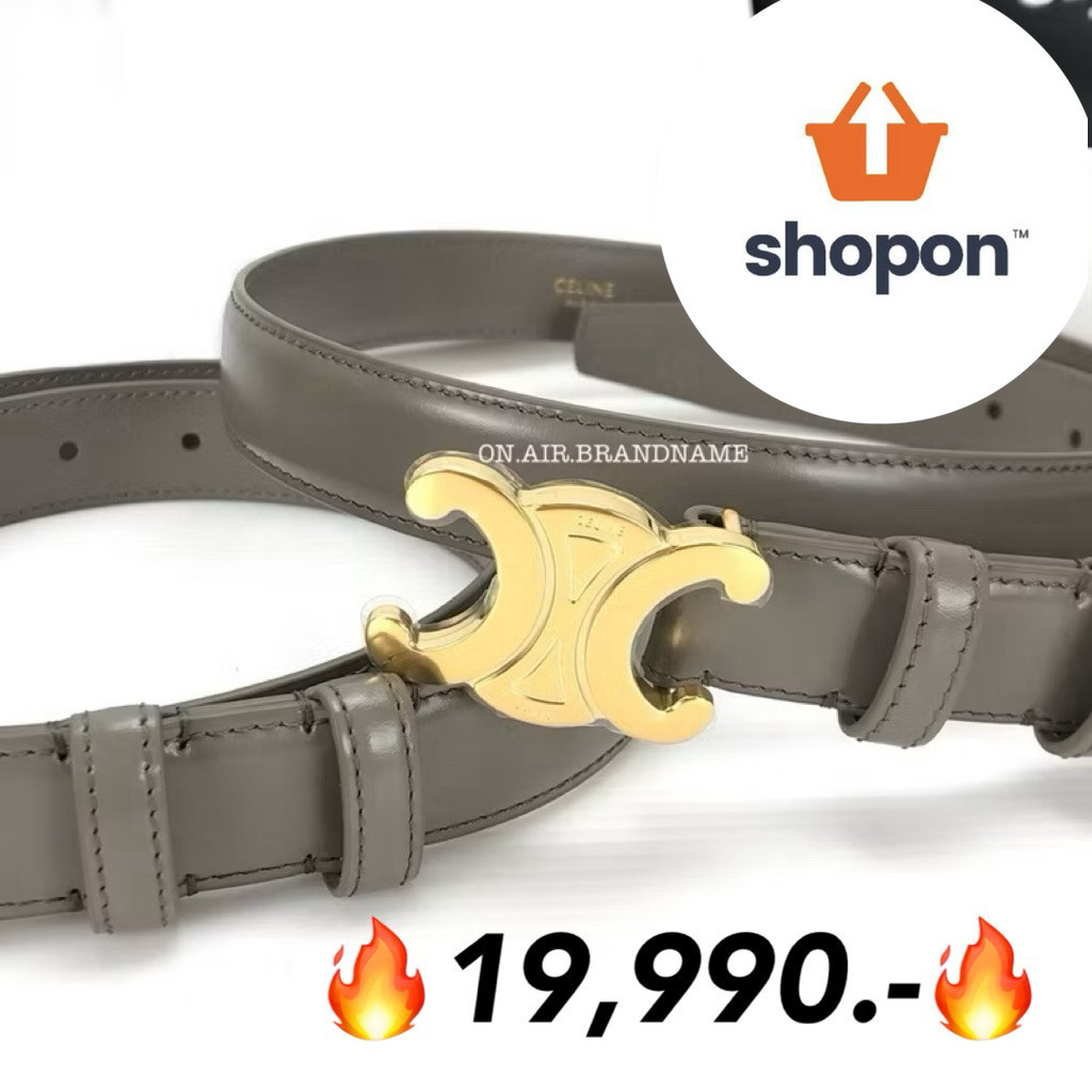 New celine medium triomphe belt 2.5 cm. สี pebble สวยมาก เข็มขัดรุ่นฮิต