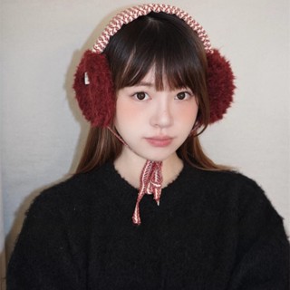 หมวกปิดหูสไตล์เกาหลีลายสก๊อต ทำจากแกะขนสัตว์ ดูน่ารักและอบอุ…