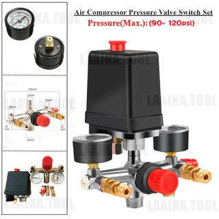 🚀ส่งด่วน ส่งไว🚀220V-380Vอะไหล่ปั๊มลม 90-120psi สวิทช์ควบคุมแรงดันคอมเพรสเซอร์แอร์ และวาล์ววัดความดัน