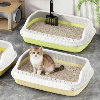 Pet Record ห้องน้ำแมว กระบะทรายแมว พื้นที่มากมาย กระบะทรายแมว รุ่นขอบสูงมีตะแกรงดักทราย