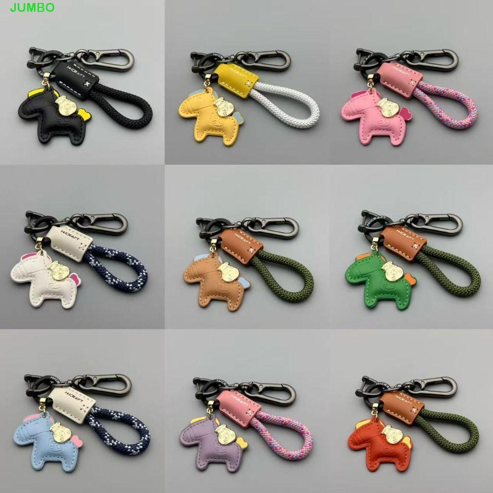 JUMBO Pony PU พวงกุญแจ, สีลูกกวาดสมจริง Zodiac Pony ตุ๊กตา PU, Lucky PU หนังพวงกุญแจรถการ์ตูนสไตล์ปีม้า Mascot กระเป๋าเครื่องประดับ