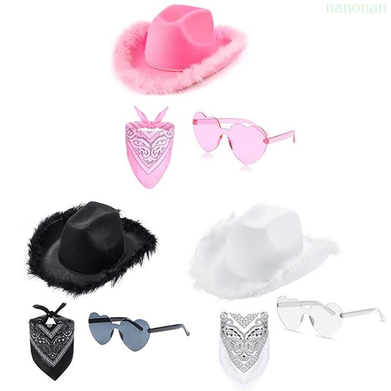Nan Cowboy Hat Glasses Bandana Set หมวกเจ้าสาว Bachelorette Bandanas