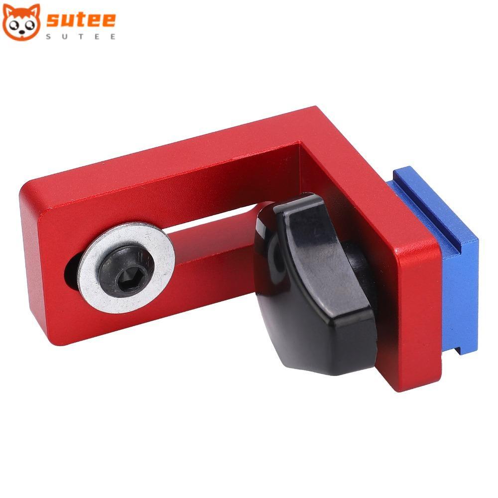 SUTEE ขายึดเลื่อน T-Track 2 ชิ้น อลูมิเนียมอัลลอยด์สีแดง ​Miter Track Stop ทนทานสําหรับ 30 T-Track 3