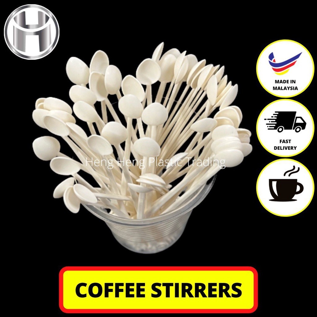 เครื่องกวนกาแฟ, กาแฟพลาสติก CAFE 100 ชิ้น, sudu kacau kopi bancur KOPI ,ใช้แล้วทิ้ง