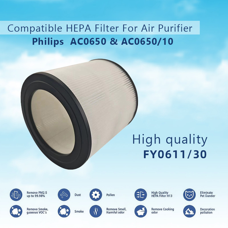 FY0611 เปลี่ยน HEPA Filter สําหรับ Philips AC0650 AC0651 เครื่องฟอกอากาศอะไหล่กรอง FY0611/30
