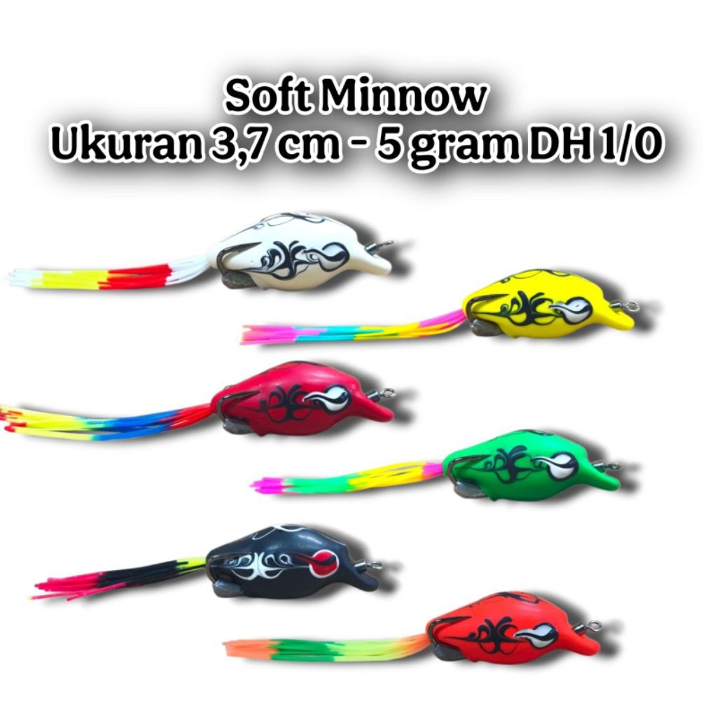SOFT FROG MINNOW ASIS LURE ขนาด 3.7 ซม. น้ําหนัก 5GRM HOOK 1/0 KESTING BAIT
