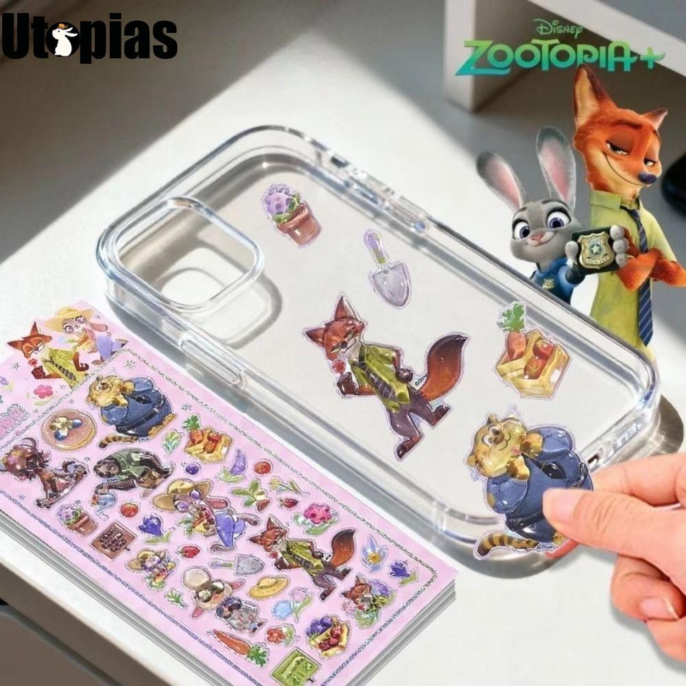 [UTOPIAS] สติ๊กเกอร์ตกแต่ง, การ์ตูนดิสนีย์ Judy Nick Stickers, Relief Jelly Stickers Girl Boy Reward