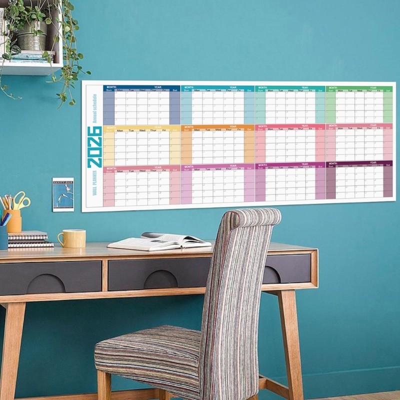 Doublebuy 2026 ปฏิทินติดผนัง รายปี Planner Erasable Full Year to View Calendar Planner
