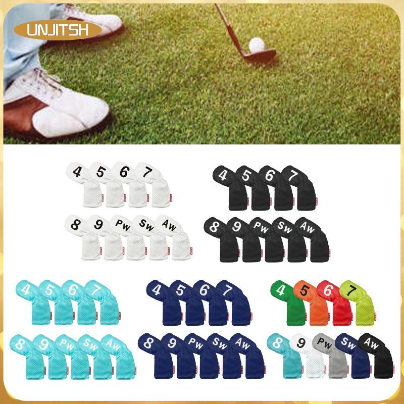 [unjitsh] 9 ชิ้น Club Iron Headcover 4,5,6,7,8,9,PW,SW,AW PU Guard เหมาะกับทุกยี่ห้อ