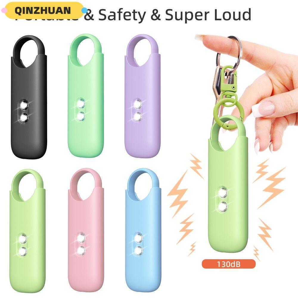 QINZHUAN Personal Alarm, 130dB Mini Personal Safety Alarm, ชาร์จแบบพกพาพร้อมพวงกุญแจไฟ LED คู่สําหรั