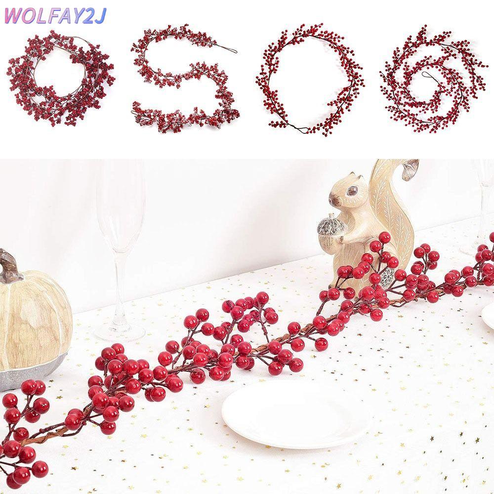 WOLFAY2J คริสต์มาส Garland, Red Berry DIY อุปกรณ์เสริม Red Berries Vine, คุณภาพสูง Photo Props ตกแต่