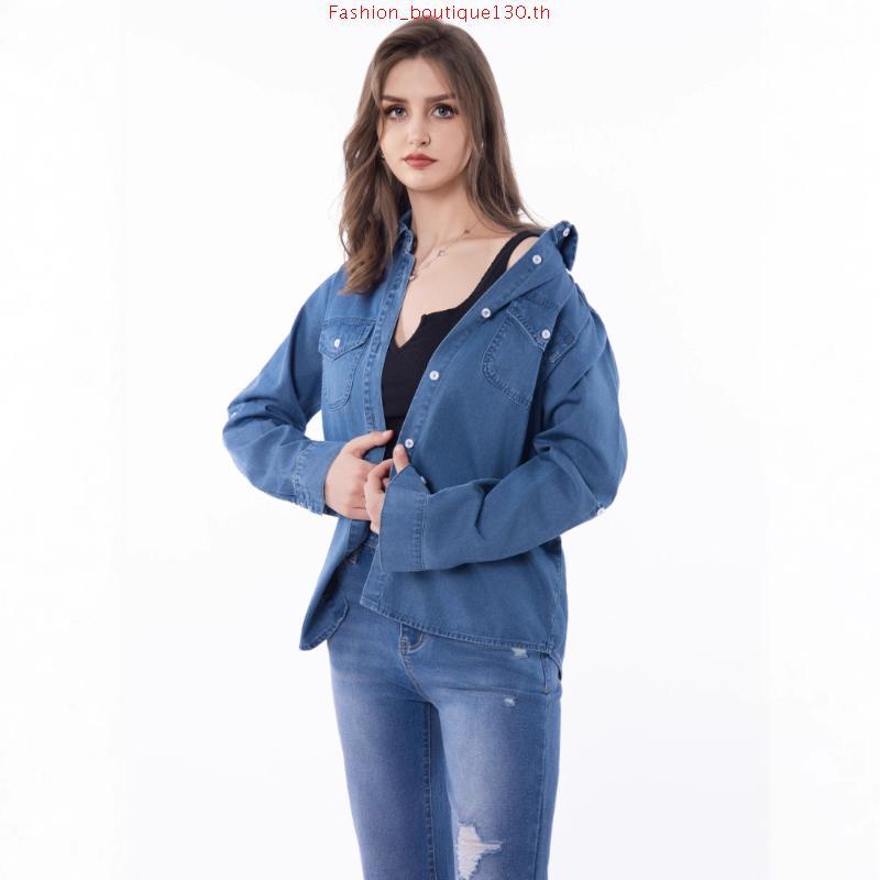 Atipashop - HELIA JACKET เสื้อเชิ๊ต แจ็คเก็ตยีนส์ ปักโลโก้ Atipa