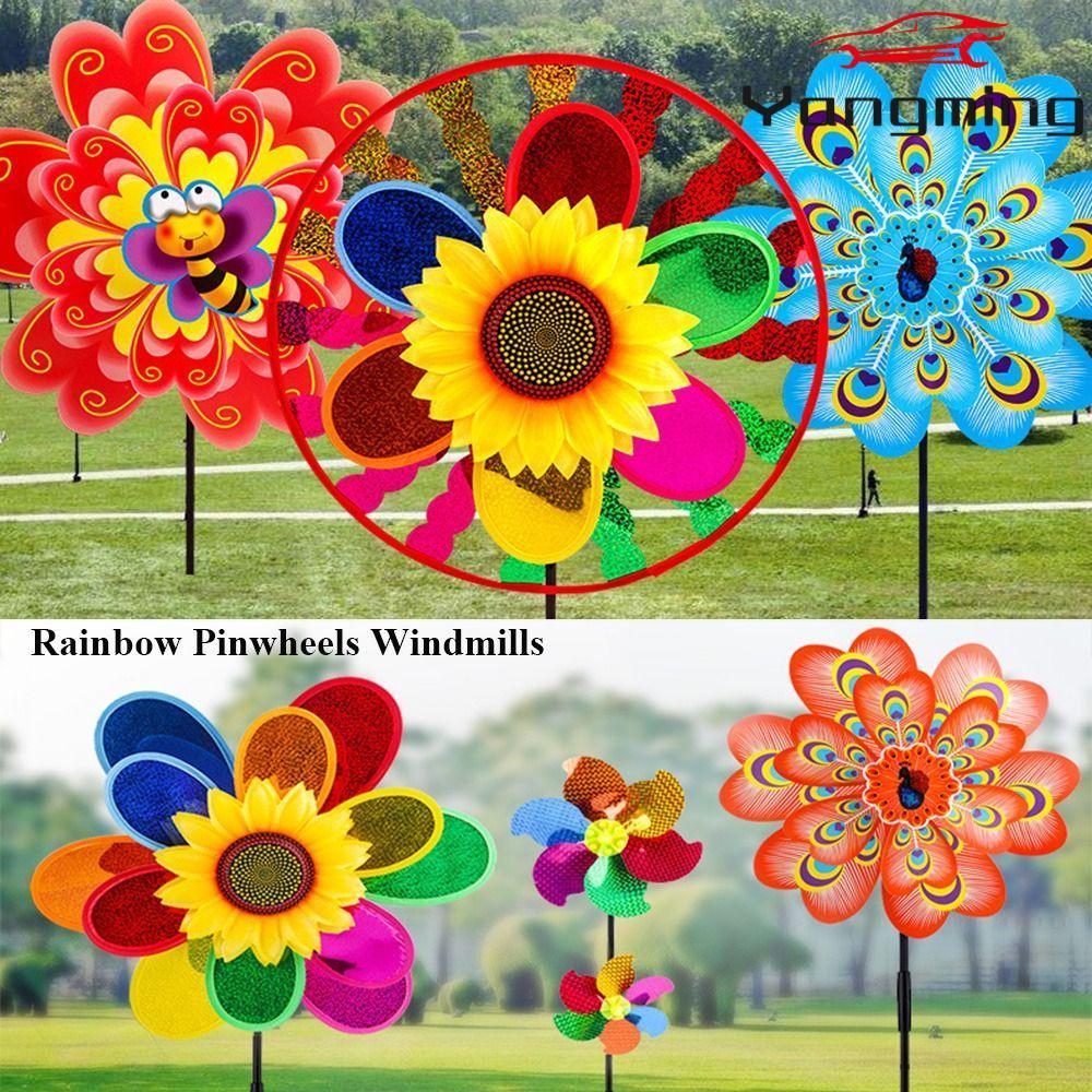 YANGMING เค้าโครง Pinwheels ของเล่นสําหรับบ้านสวนของเล่นเด็กพลาสติก Wind Spinners