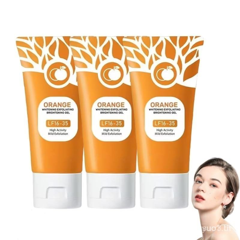 Orange Exfoliating Gel,Deep Cleansing Moisturizing Scrub with Enzymes,Organic Face and Body Exfoliat