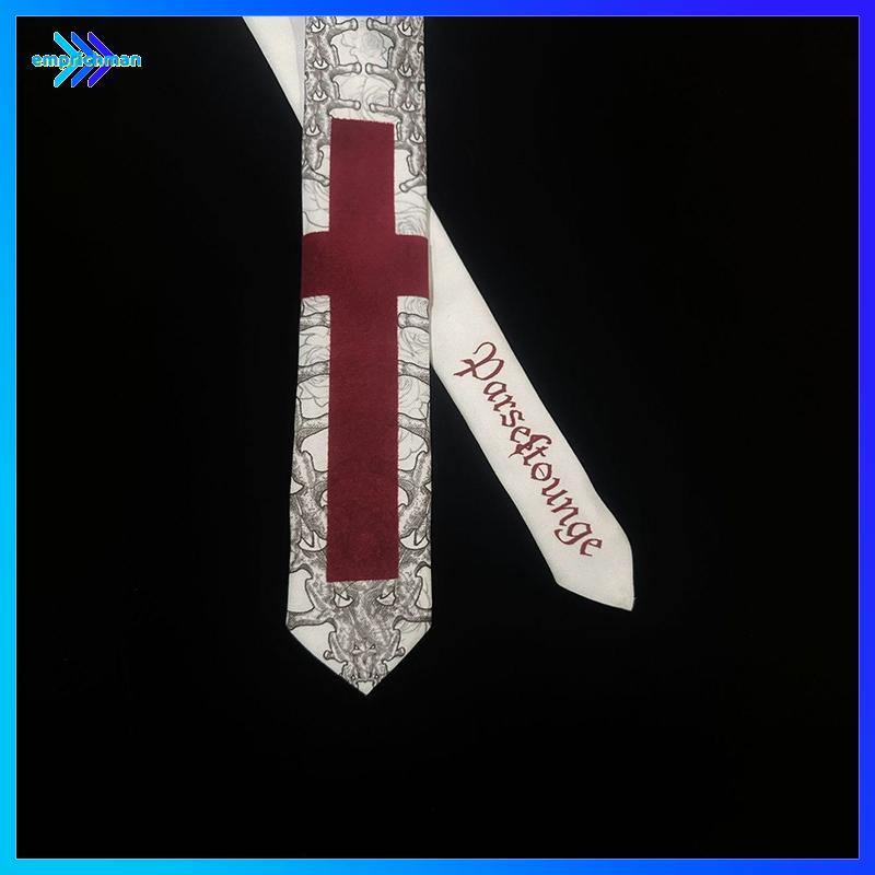 EPMN> Gothic Elegant ผู้ชายเนคไทสําหรับ Man อะนิเมะ Y2k Tie พิมพ์ Lolita คอสเพลย์ Punk Emo ปลอมคอปกผ