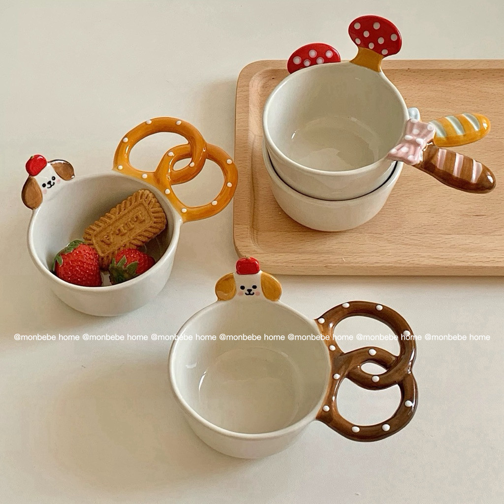 ถ้วยเล็ก ถ้วยน้ำจิ้ม ชามโยเกิร์ต ชามขนมหวาน เซรามิกส์ 4 นิ้ว insรูปขนมปังน่ารัก Sauce cup พร้อมส่ง