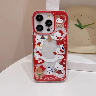 Magnetic Flow Bracket ปีใหม่แมวอะคริลิคเคสโทรศัพท์สําหรับ iPhone 17 Pro Max 17 Air 16 Plus 15 14 13 12 11 กันกระแทกป้องกันปลอก