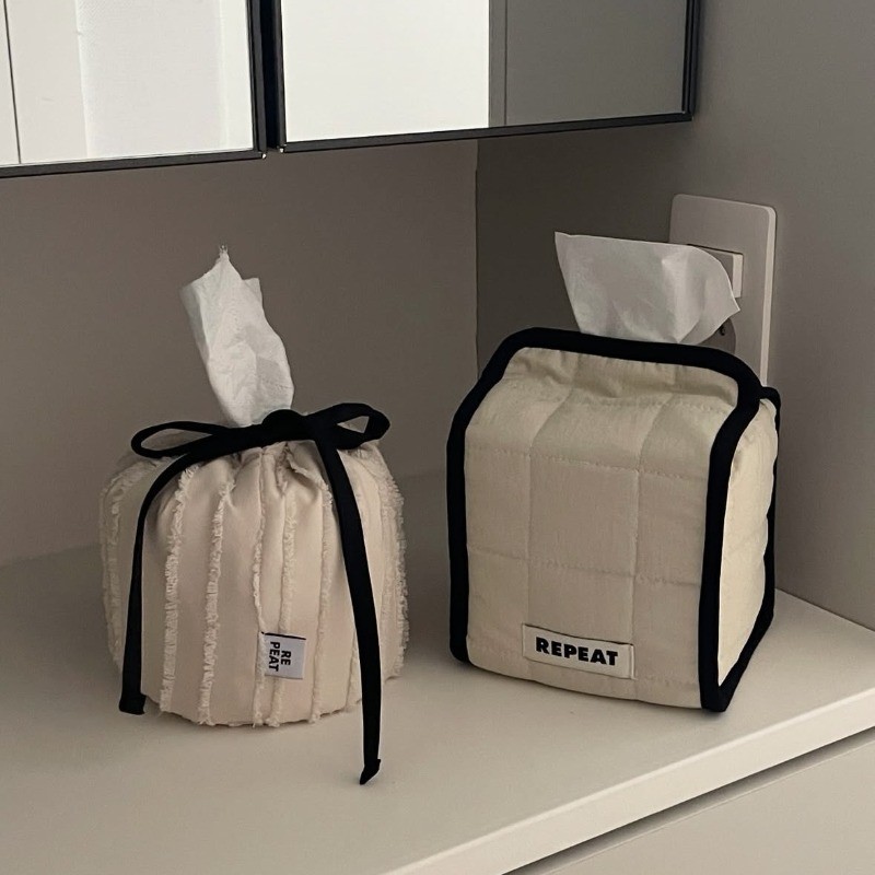 Tissue Paper Storage Box  Round Square Roll Paper Tissue Case Table Decor Tissue Bag Living Room sto