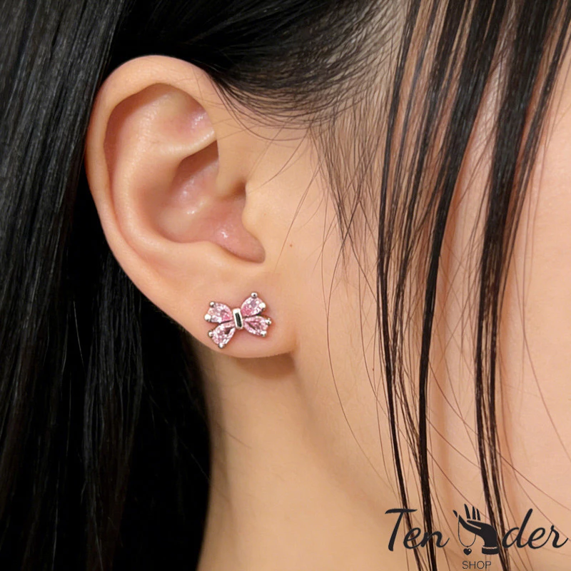 ต่างหู Ten ประดับโบว์ลายหัวใจ สีชมพู thumbnail 5