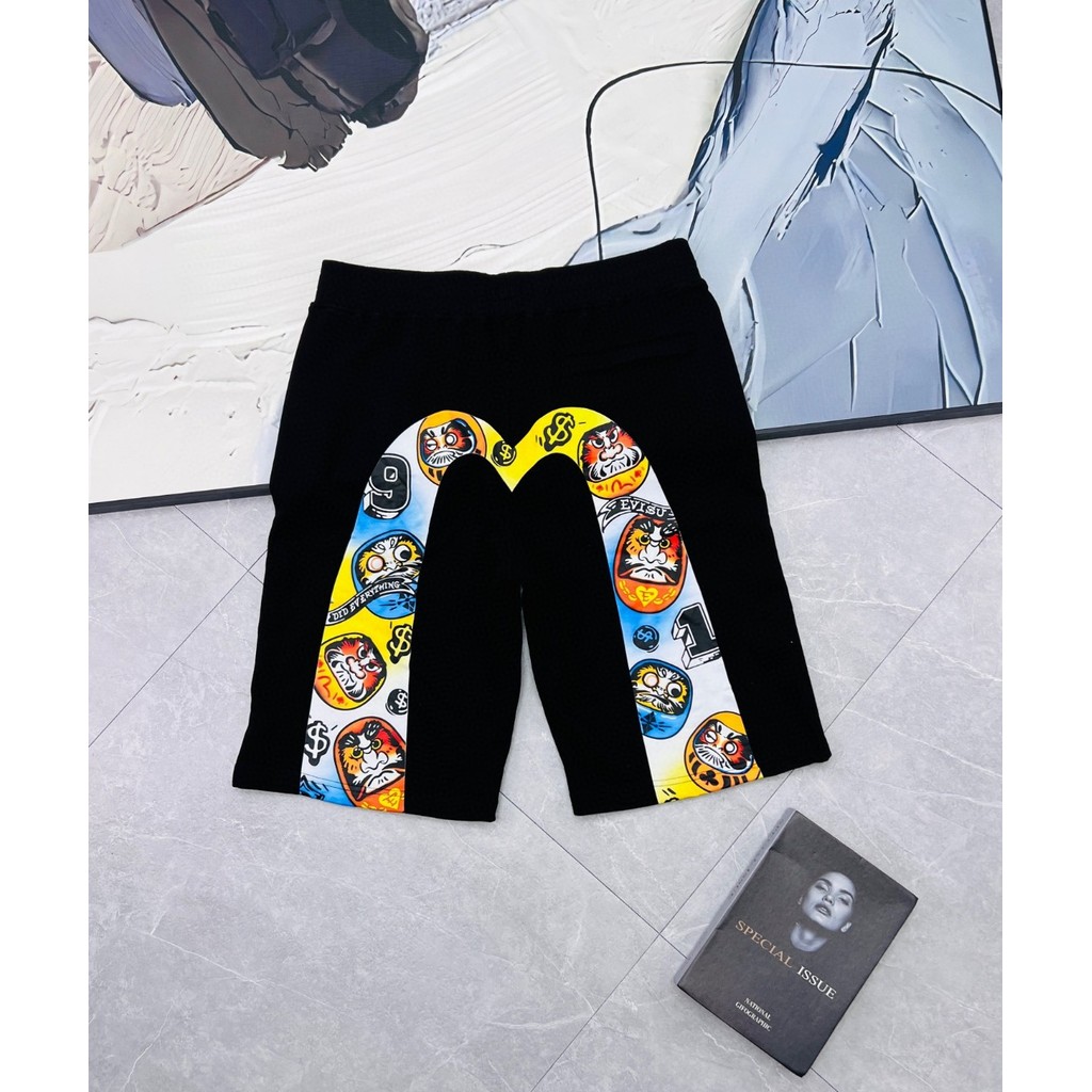 Evisu Evisu 2026 Brush Style Big m Diamond Shorts Unisex