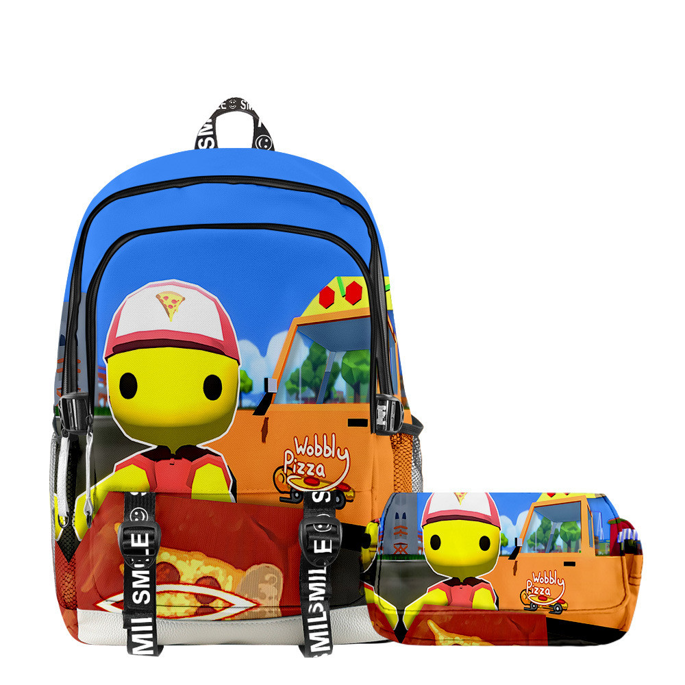 เกม 3D Swing Life Wobbly Life Set กระเป๋าเป้สะพายหลังกล่องดินสอสองชั้นสองชิ้น HJ5R