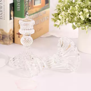 ที่วางเทียน เชิงเทียนแก้ว เนื้อแก้วหนา แก้วเนื้อดี ใช้งานสะดวก Candlestick ตกแต่งวันหยุด