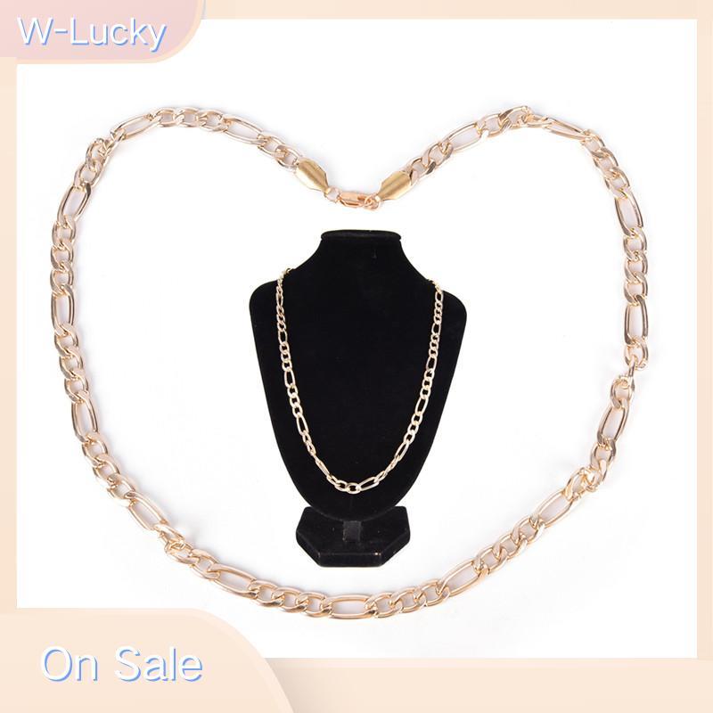 W-Lucky แฟชั่น 18K Gold Plated Mens Punk Chain สร้อยคอผู้หญิงสร้อยคอยาวเครื่องประดับ