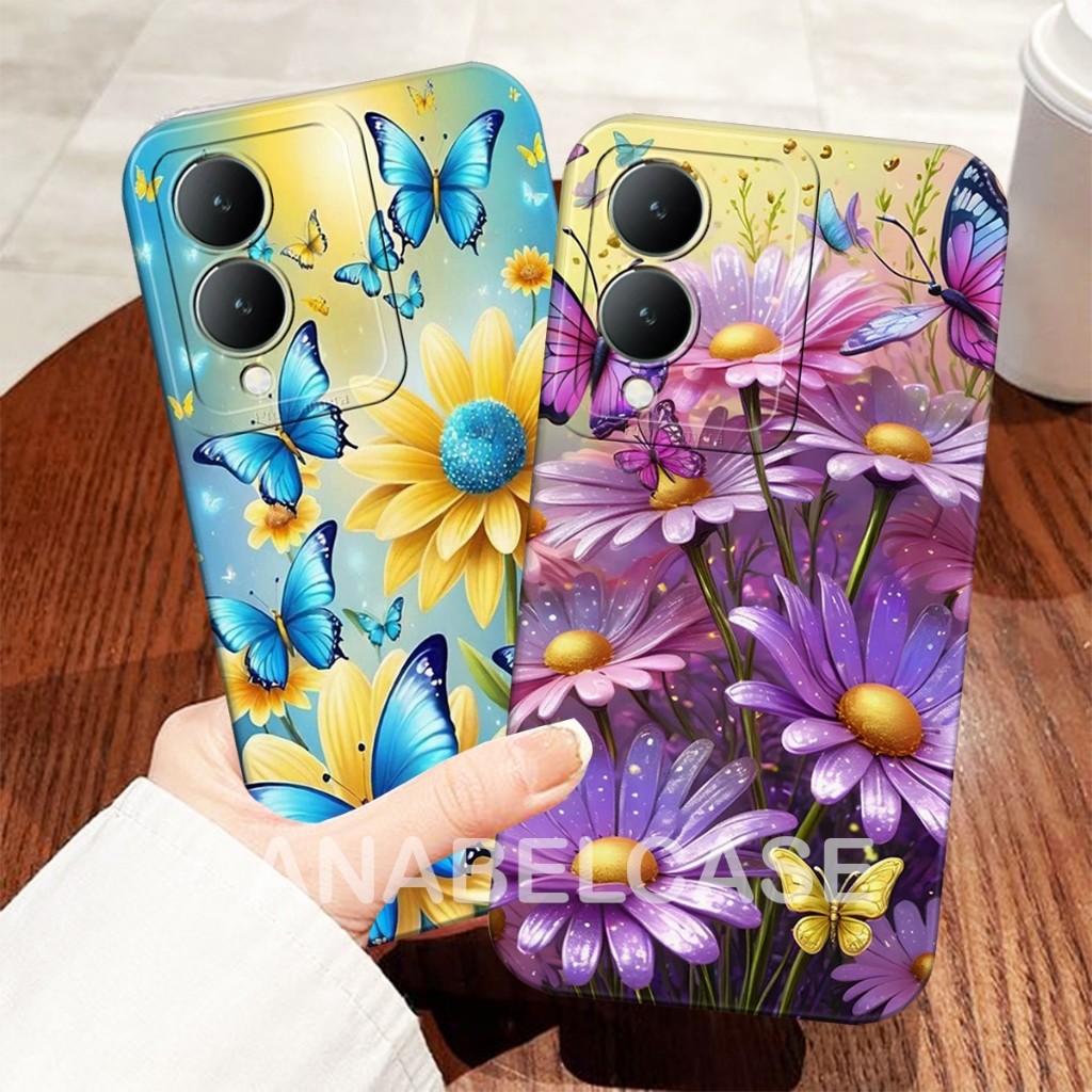 Softcase Vivo y17s y16 y19 y27s y27 4G y27 5G y36 4G y36 5G T1 5G y75 5G v15 pro Small Butterfly Flo