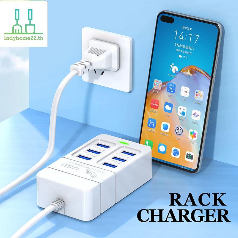 DOULLADY EU UK Plug 6 พอร์ต 35W Charger USB PD Desktop Power Charger Adapter สําหรับ Home Office Sch