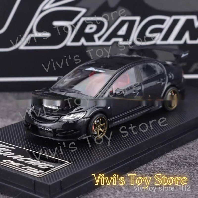 {{ของเล่นสดใส}} MT MicroTurbo 1: 64 Honda Civic FD2 JS Racing Metal Black Alloy Car Model 26MN0104 4