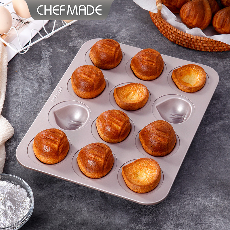 CHEFMADE แม่พิมพ์เค้กมัฟฟิน 12 ถ้วยเคลือบไม่ติด Mould Shanghai Butter เค้กข้าว DIY Mould แม่พิมพ์อบ WK9451