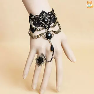 สร้อยคอมินิมอลแบบเซ็กซี่ Gothic คอเลอร์คริสตัลลายลูกไม้สำหรับผู้หญิง สไตล์วินเทจ Victorian และ Steampunk