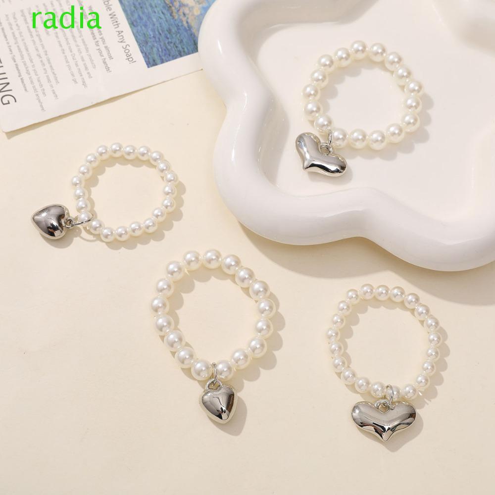 RADIANTZAP ของเล่นสุนัขสร้อยคอหัวใจ,งานฝีมือตุ๊กตาสุนัขยืดหยุ่นปลอกคอมุก,น่ารักน่ารักแฟชั่น 6/8 มม.ต