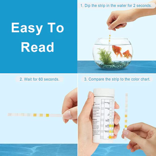 6in1 Test Strips ตรวจค่าน้ำตู้ปลา วัดค่า pH คลอรีน NO2 NO3 100แผ่น 7in1