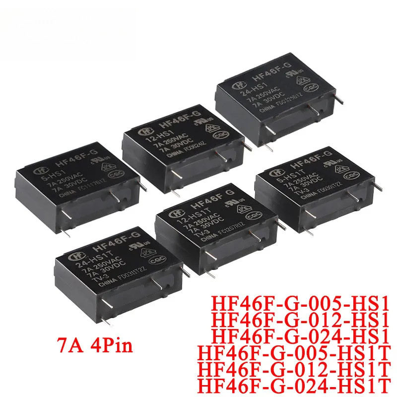5 ชิ้น/1 ชิ้น HF46F รีเลย์ HF46F-G 005-HS1 012-HS1 024-HS1 024-HS1T 5VDC 12VDC 24VDC DC 5V ปกติเปิด 