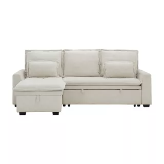 INDEX LIVING MALL โซฟาเบดผ้า L-shape รุ่นโดมิโกะ - สีเบจ