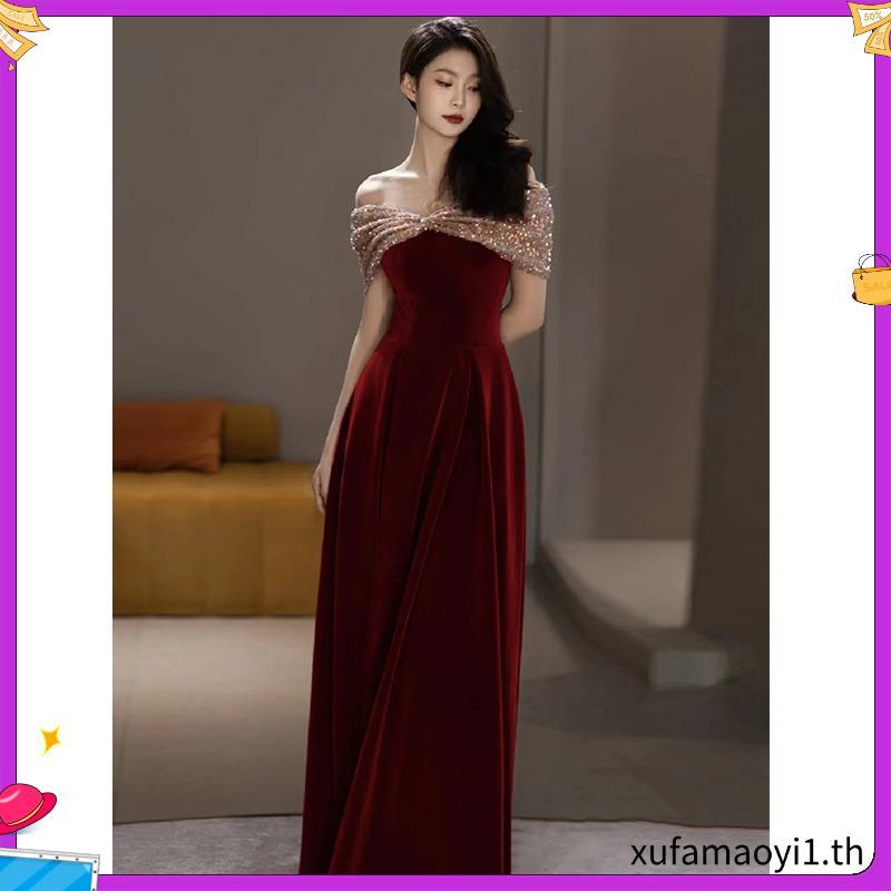 LM : minidress sparkle red dressสีแดงกำมะหยี่เกาะอกปักเลื่อม [พร้อมส่งsm]